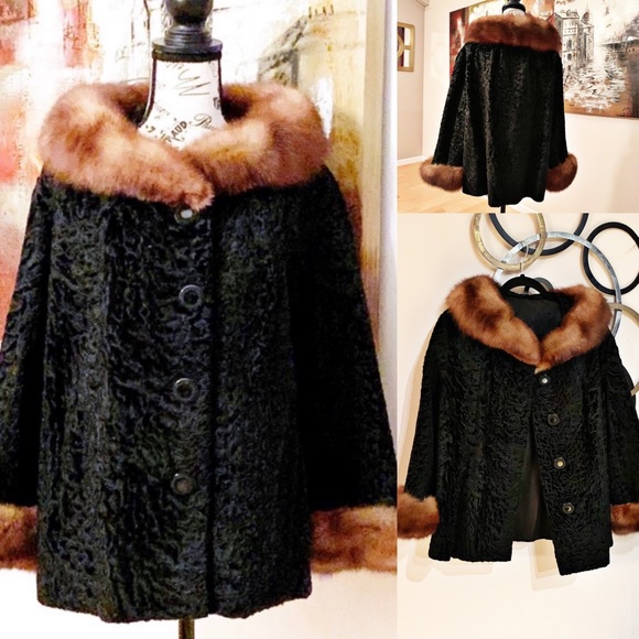 Vintage Jackets & Blazers - VTG 50’s Marshall Field’s Persian Wool/Fur Coat